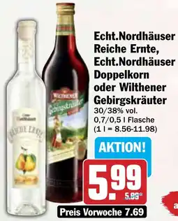 Hit Echt.Nordhäuser Reiche Ernte, Echt.Nordhäuser Doppelkorn oder Wilthener Gebirgskräuter Angebot