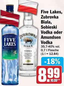 Hit Five Lakes, Zubrovka Biala, Sobieski Vodka oder Amundsen Vodka Angebot