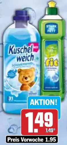 Hit Kuschelweich Weichspüler oder fit Handgeschirrspülmittel Angebot