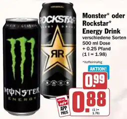 Hit Monster oder Rockstar Energy Drink Angebot