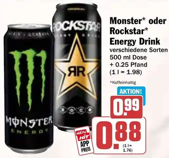 Hit Monster oder Rockstar Energy Drink Angebot
