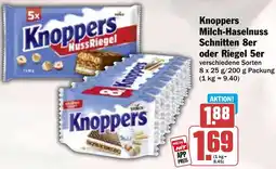 Hit Knoppers Milch-Haselnuss Schnitten 8er oder Riegel 5er Angebot