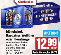 Hit Mönchshof, Kapuziner Weißbier oder Flensburger Angebot