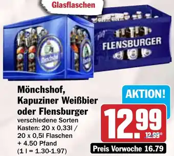 Hit Mönchshof, Kapuziner Weißbier oder Flensburger Angebot