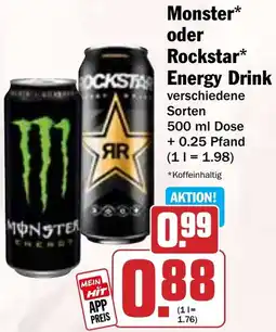 Hit Monster oder Rockstar Energy Drink Angebot
