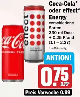 Hit Coca-Cola oder effect Energy Angebot