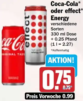 Hit Coca-Cola oder effect Energy Angebot