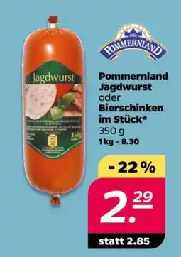 NETTO Pommernland Jagdwurst oder Bierschinken im Stück Angebot