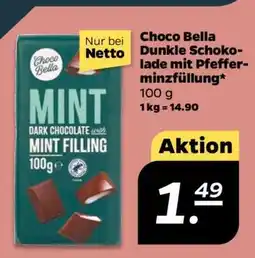 NETTO Choco Bella Dunkle Schokolade mit Pfefferminzfüllung Angebot
