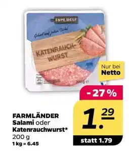 NETTO FARMLÄNDER Salami oder Katenrauchwurst Angebot