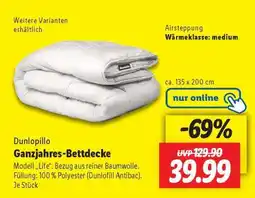 Lidl Dunlopillo Ganzjahres-Bettdecke Angebot