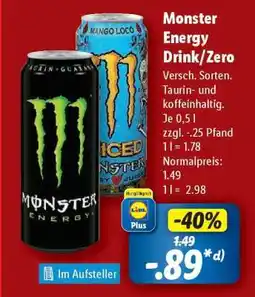 Lidl Monster Energy Drink/Zero Angebot