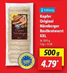 Lidl Kupfer Original Nürnberger Rostbratwurst XXL Angebot
