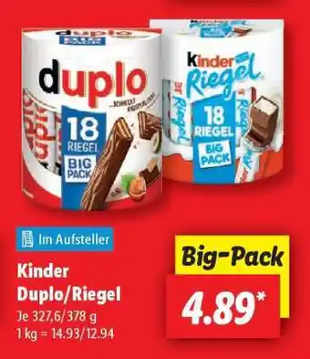 Lidl Kinder Duplo/Riegel Angebot