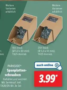 Lidl PARKSIDE Spanplattenschrauben Angebot