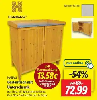 Lidl HABAU Gartentisch mit Unterschrank Angebot