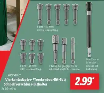 Lidl PARKSIDE Vierkantadapter-/Trockenbau-Bit-Set/Schnellverschluss-Bithalter Angebot
