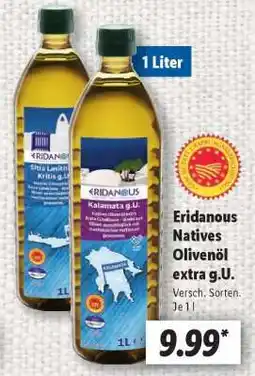 Lidl Eridanous Natives Olivenöl extra g.U Angebot