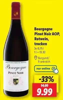 Lidl Bourgogne Pinot Noir AOP, Rotwein, trocken Angebot