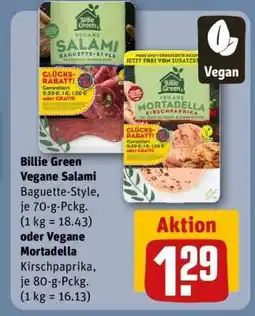 REWE Billie Green Vegane Salami oder Vegane Mortadella Angebot