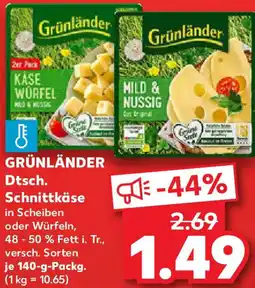 Kaufland GRÜNLÄNDER Dtsch. Schnittkäse Angebot
