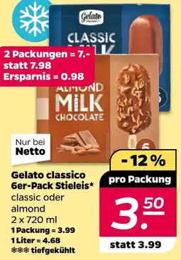 NETTO Gelato classico 6er-Pack Stieleis Angebot