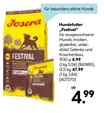 Hellweg Josera hundefutter „festival” Angebot