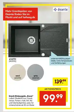 Hellweg Deante granit-einbauspüle „evora“ Angebot