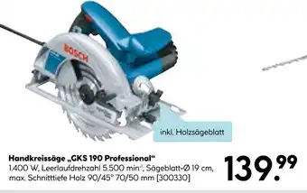 Hellweg Bosch handkreissäge „gks 190 professional“ Angebot