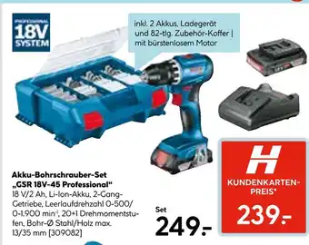 Hellweg Bosch akku-bohrschrauber-set gsr 18v-45 professional Angebot