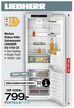 Ostermann Liebherr einbau-kühl-gefrierkombi ice 5103-22 Angebot