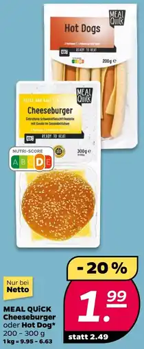 NETTO MEAL QUICK Cheeseburger oder Hot Dog Angebot