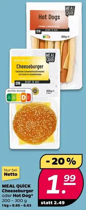 NETTO MEAL QUICK Cheeseburger oder Hot Dog Angebot