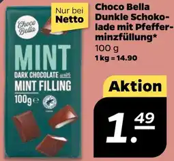 NETTO Choco Bella Netto Dunkle Schokolade mit Pfefferminzfüllung Angebot