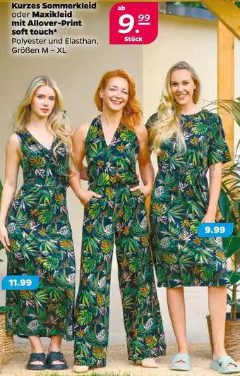 NETTO Kurzes Sommerkleid oder Maxikleid mit Allover-Print soft touch Angebot