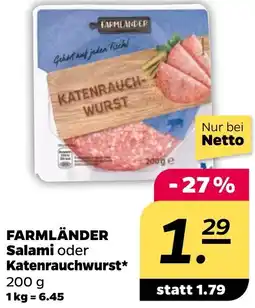 NETTO FARMLÄNDER Salami oder Katenrauchwurst Angebot