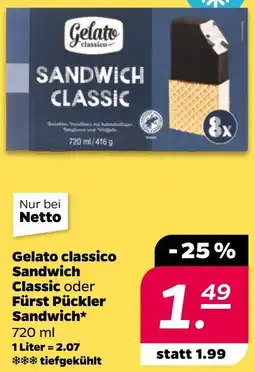 NETTO Gelato classico Sandwich Classic oder Fürst Pückler Sandwich Angebot