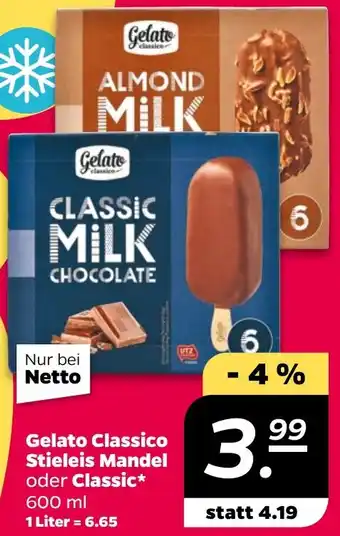 NETTO Gelato Classico Stieleis Mandel oder Classic Angebot