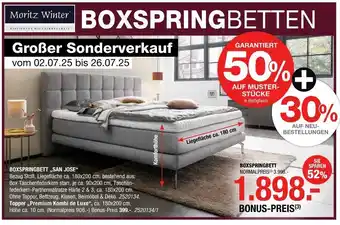 Hofmeister Moritz winter boxspringbett 'san jose' oder topper „premium kombi de luxe“ Angebot