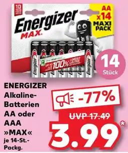 Kaufland ENERGIZER Alkaline- Batterien AA oder AAA MAX Angebot