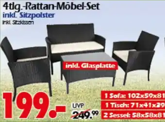 Wreesmann 4tlg-Rattan-Möbel-Set Angebot