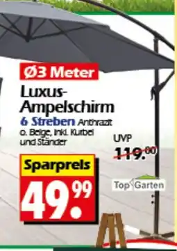 Wreesmann Luxus- Ampelschirm 6 Streben Top Garten Angebot