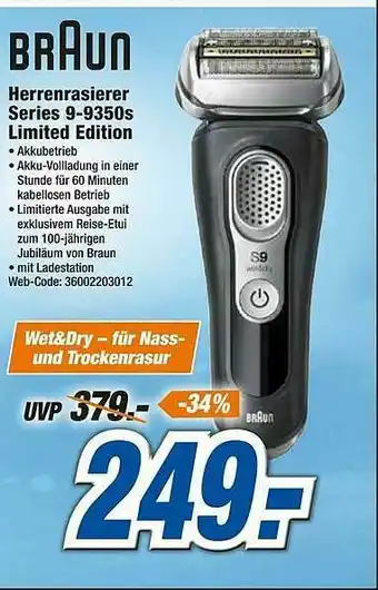 Expert Braun Herrenrasierer Series 9-9350s Limited Edition Angebot