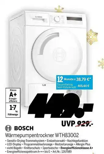 MEDIMAX Bosch Wärmepumpentrockner Wth83002 Angebot