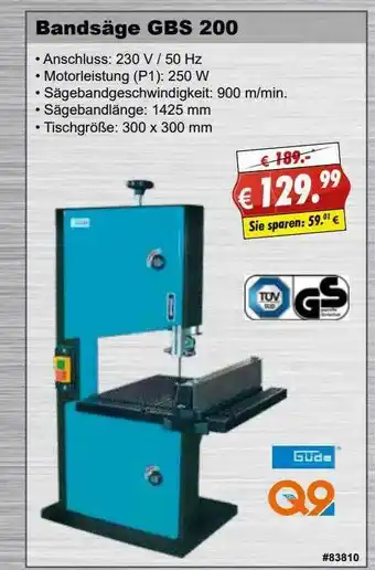 Stabilo Fachmarkt Bandsäge Gbs 200 Güde Angebot