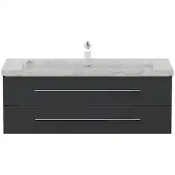 Netto Marken-Discount Badmöbel Marmor Carrara White YAMO 130 cm 1 Hahnloch SoftClose weiß hochglanz Angebot