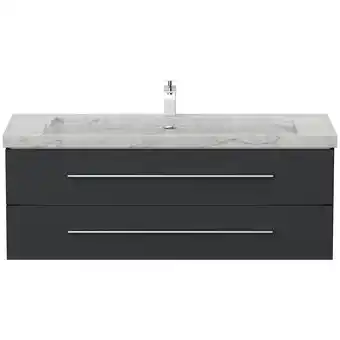 Netto Marken-Discount Badmöbel Marmor Carrara White YAMO 130 cm 1 Hahnloch SoftClose weiß hochglanz Angebot