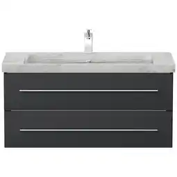 Netto Marken-Discount Badmöbel Marmor Carrara White YAMO 100 cm 1 Hahnloch SoftClose weiß hochglanz Angebot