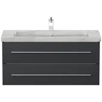 Netto Marken-Discount Badmöbel Marmor Carrara White YAMO 100 cm 1 Hahnloch SoftClose weiß hochglanz Angebot