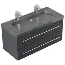 Netto Marken-Discount Badmöbel Granit G654 YAMO 100 cm 2 Hahnlöcher SoftClose weiß hochglanz Angebot